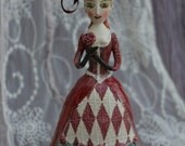 Dame with a rose. Ceramic bell-doll, OOAK.