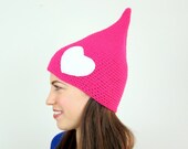 Sweet Heart Pointy Pink Pixie Hat with Heart for Valentine's Day