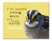Sparrow Typography art 8x10 fine art print bird yellow text words modern inspirational wall decor