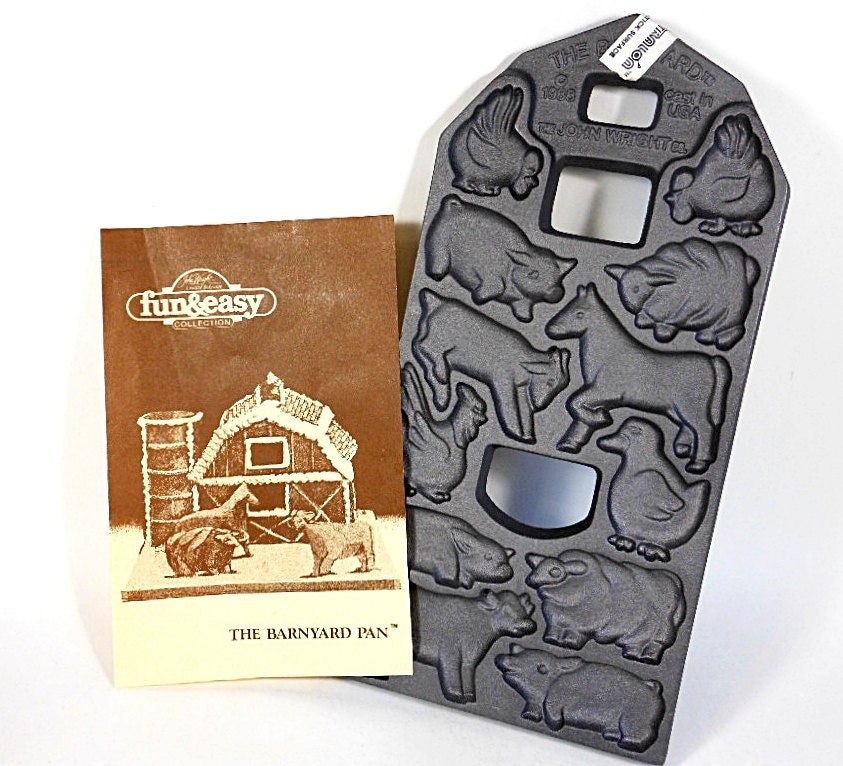 Vintage John Wright Baking Pan Cookie Mold The Barnyard Animals Barn 1988 USA PeachyChicBoutique on Etsy