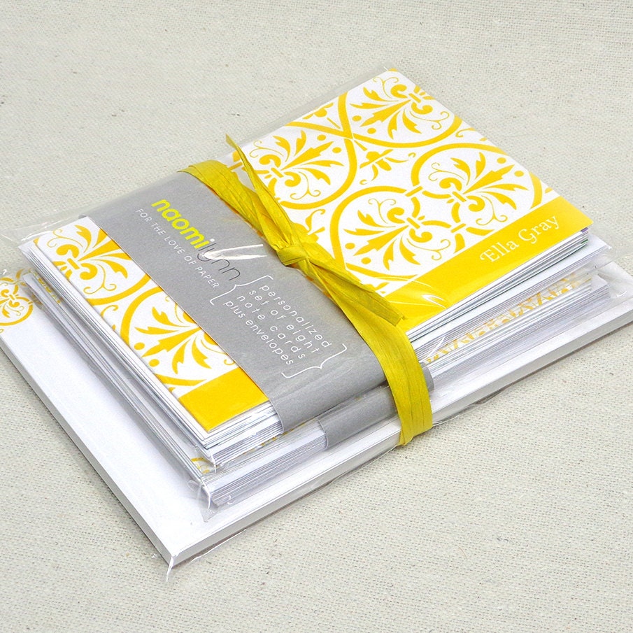 complete personalized stationery set - ELEGANT ELLA - choose color - personalized stationary
