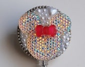 Minnie Mouse Iridescent Silhouette Vintage Zipper ID Badge Reel - RN ID Badge Holder