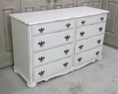 Shabby White Vintage Cottage Style Double Dresser / Chest - Chic DR208