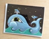 Whale and Bird Friends Blank Note Card