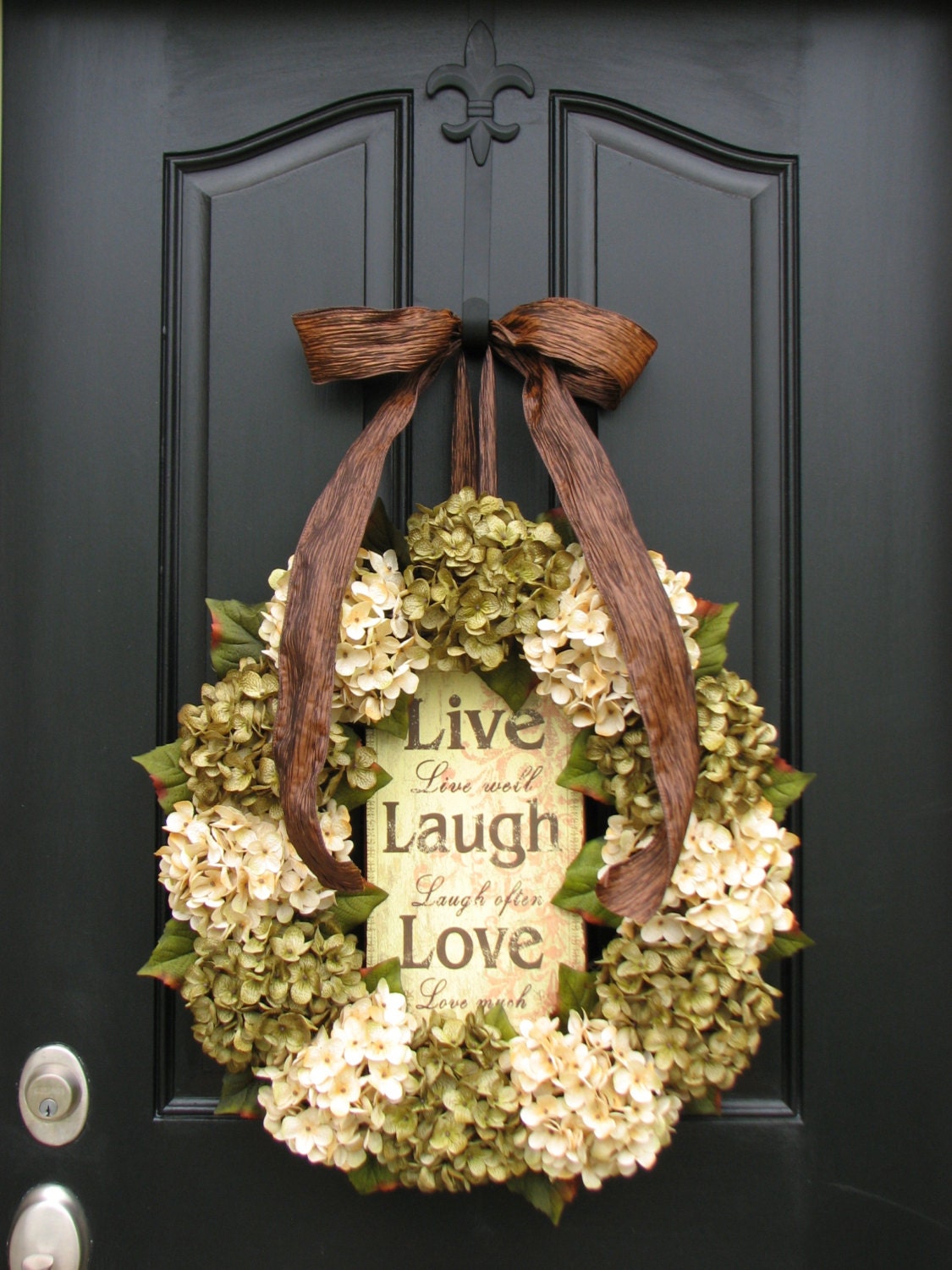 SPRING/Summer Hydrangeas,  22" Wreath, Live Laugh, Love, Hydrangea Wreath, Wedding Decorations, Spring Wreaths, Original Handmade Wreaths