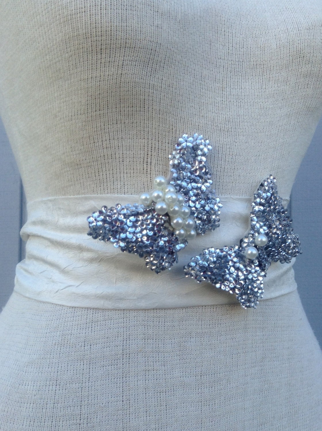 Bridal Sash With two  Unique Butterflies