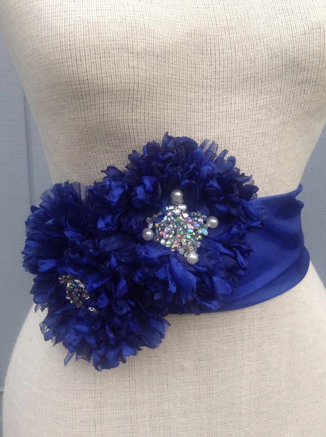Bridal, weddings handmade dark bule handmade sash