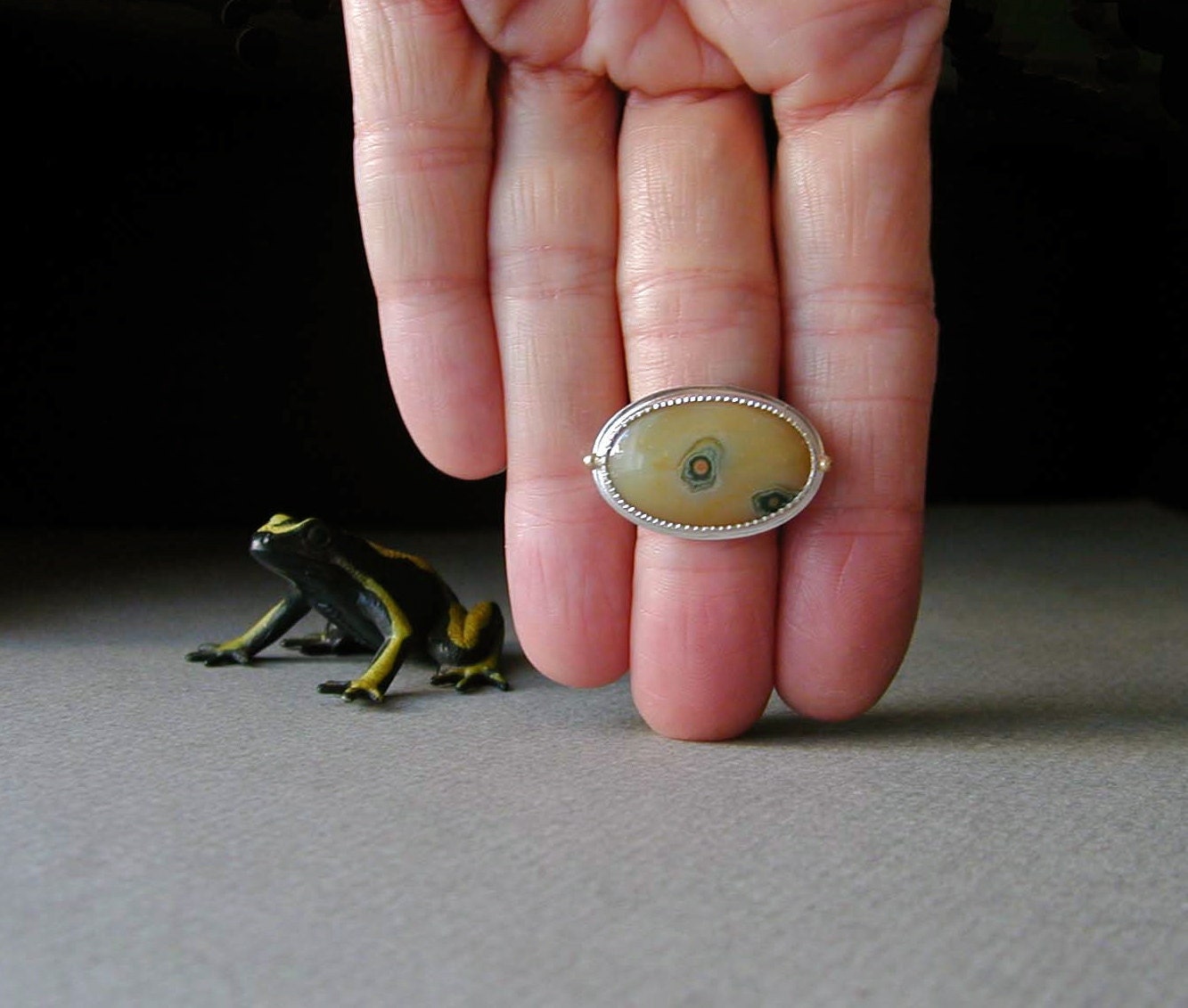 Chartreuse Jasper, Ocean Jasper Ring, Silver, 14kt Gold
