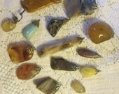 Vintage Agate Pendants Charms Tumbled Stones Carnelian Petrified Wood Jasper