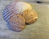 Tribal Copper Disks Pair Copper Clay Pendants Earrings Charms Components