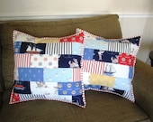 Out to Sea Patchwork Pillow Covers -- Set of 2 -- 18 Inch