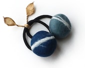 Felted pebble hair-rubber band for your Ponytail - set of two