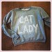 Crazy Cat Lady hand stenciled sweatshirt gray and white size M