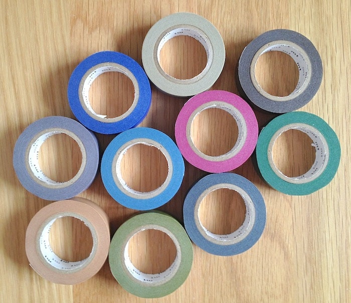 NEW S2013- mt washi masking tape - dark colours- single piece - peacock green, cobalt blue,beige, win, cocoa