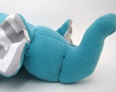 Elephant plush toy -Turquoise with gray and white chevron accents