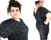 80s splatter paint dress/ xl / party / dolman