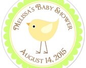 Baby Birds Baby Shower Labels, Yellow Baby Bird Custom Baby Shower Stickers - Personalized for YOU