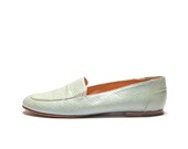 VTG Pale Blue Snakeskin Loafers 7.5