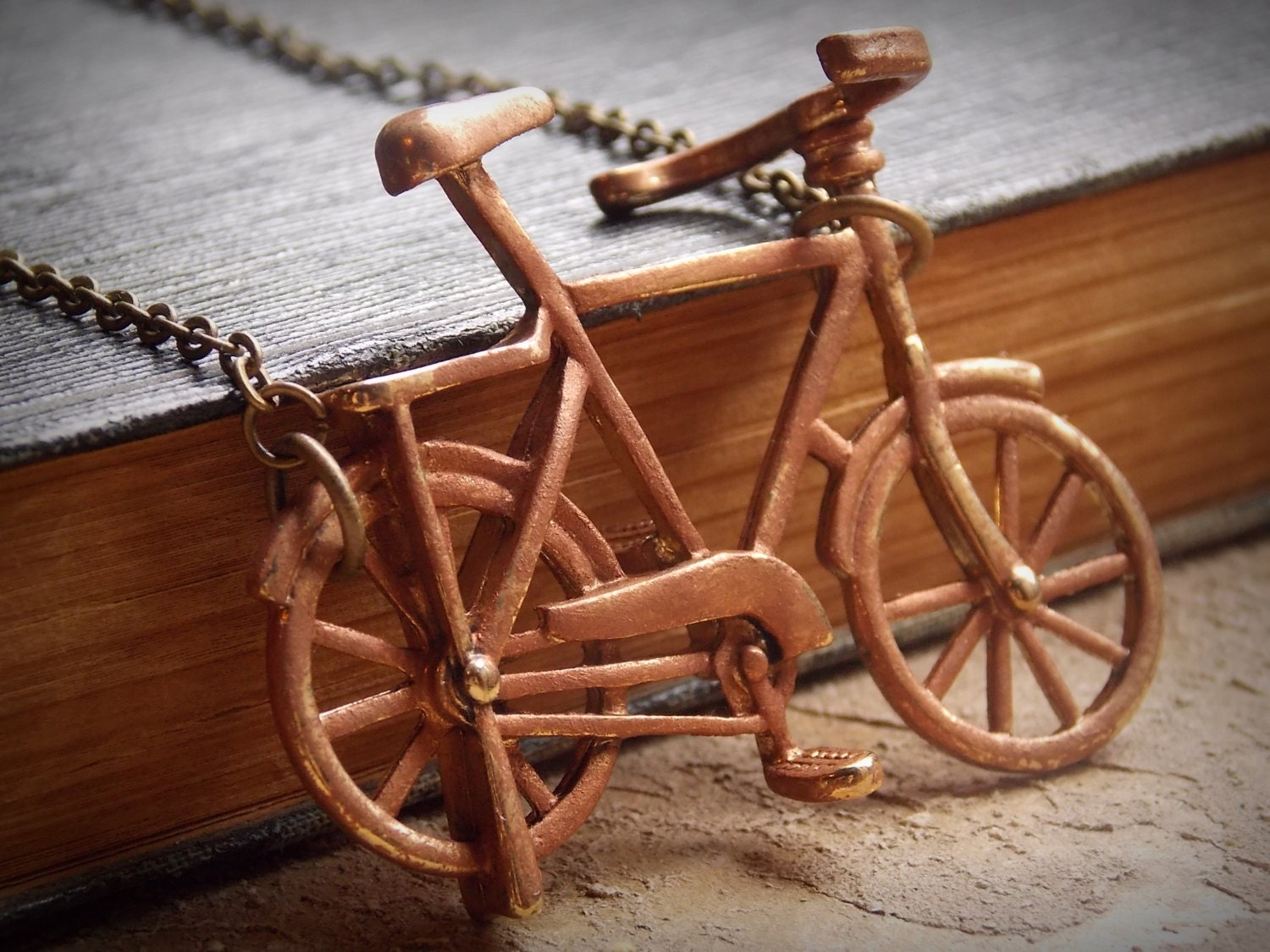 Bicycle Necklace Copper Brass Steampunk Jewelry