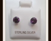 Purple amethyst Sterling Silver stud Earrings
