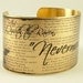 Edgar Allan Poe - 'Nevermore' - The Black Raven Macabre Literary Quote Brass Cuff Bracelet