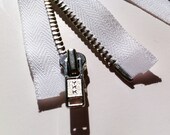 SEPARATING Metal Zippers- 12 inch ykk nickel teeth zips- (5) pieces - White 501