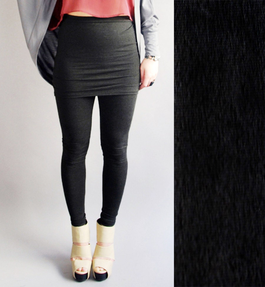 Black Lycra Leggings with Built in Skirt  in  MADE To ORDER