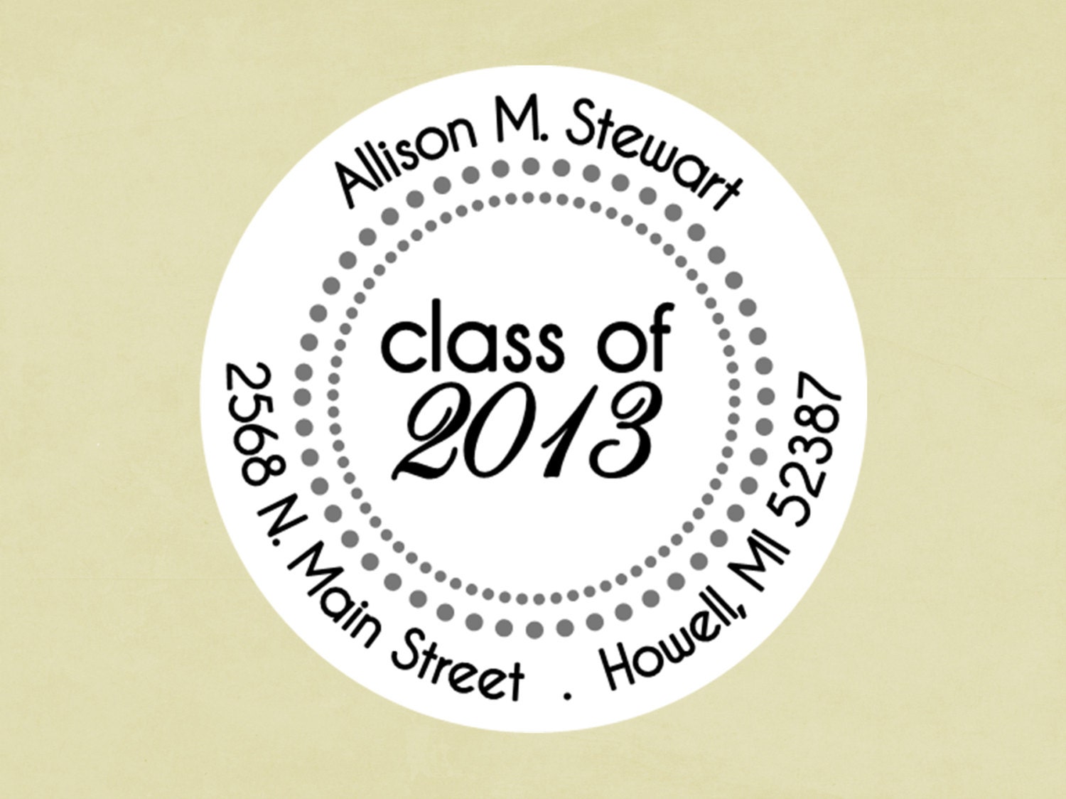 Round Return Address Labels-- Graduation dot border address