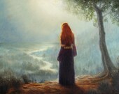 Moon Valley ,Print,Portrait , from Painting By David Joaquin, , celtic , Moon,woman,