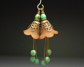 Vintage Style Bead Dangles Drops Charms Brown Lucite Flowers Pair BR28