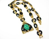 Vintage signed Ciner HIGH fashion necklace Asian pendant LOADED with baguettes