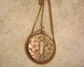 ANtique Rose gold filled Victorian locket necklace with Photos inside W. & S. Blackinton Co.