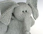 Silverbell Elephant - Organic Cotton Hand Knit Large Stuffed Pachyderm, 13.5" Tall