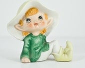 Vintage Homco Green Pixie Ceramic Figurine 5213
