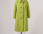 1960's Lime Green Wool Coat - Tweed Weave Spring Weight Coat