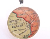Washington DC Vintage Map Necklace.