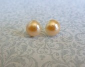 Champagne Peach Acrylic Pearl Earrings