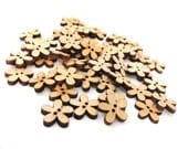 Wholesale Small Wooden Flower Shape Sewing Buttons - Set of 50 natural wood buttons