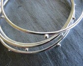 Sterling Silver Bangle with Six dots of Recycled Silver