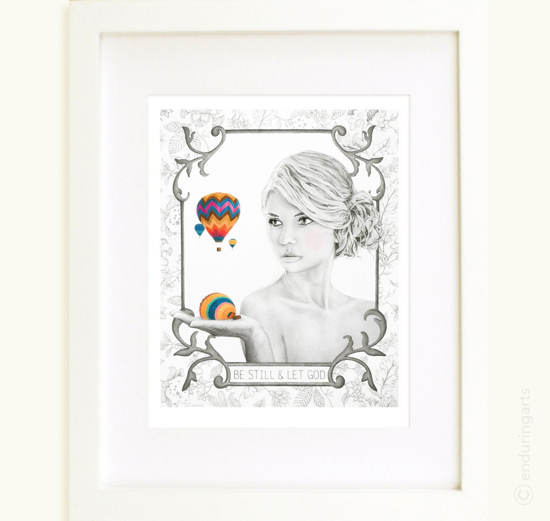 Be Still & Let God mixed media art print