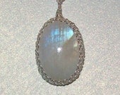 Oval Rainbow Moonstone Pendant