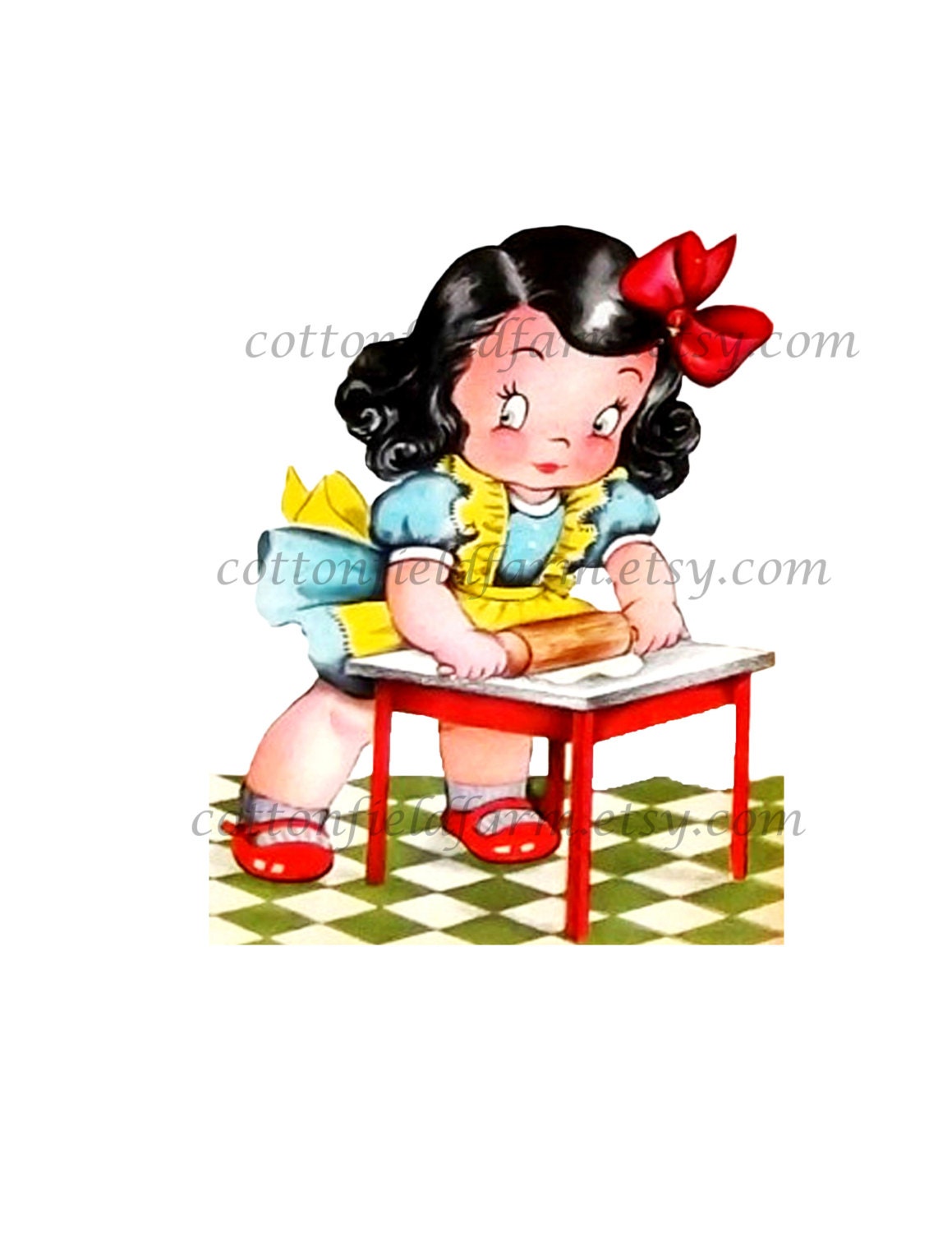 Retro Little Baker Girl Clip Art C-420 for Personal and Commercial Use