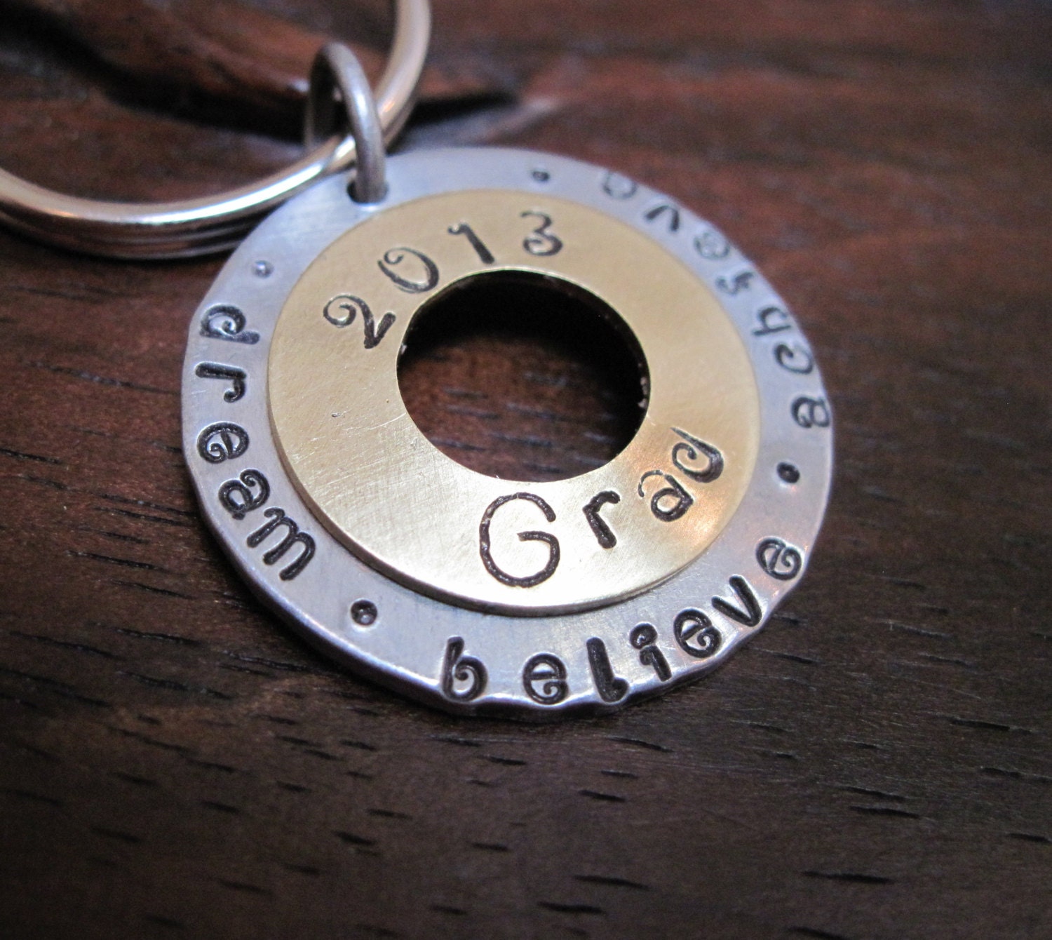 2013 Graduation Gift  -Dream, Believe, Achieve Key Chain, Mixed Metal