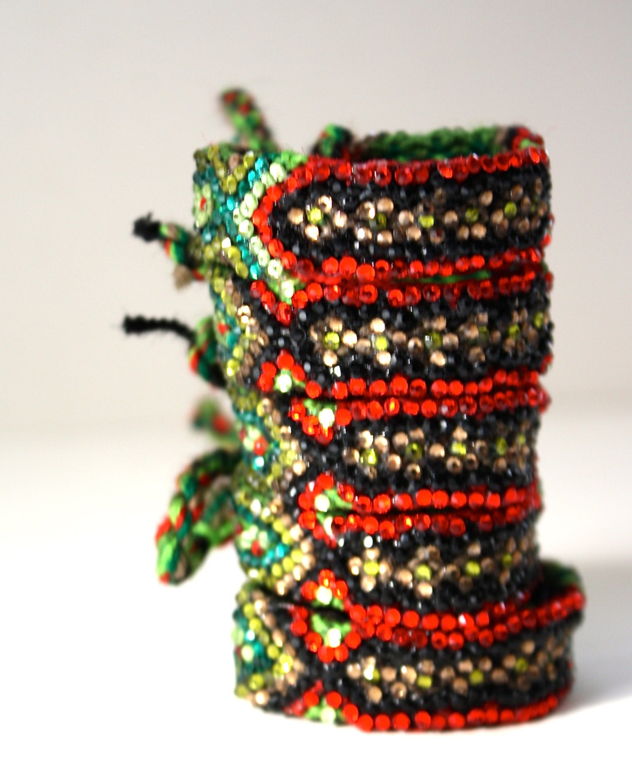 SALE-The Original Swarovski Crystal Friendship Bracelet- Snapdragon Design (Green, Olive, Red, Black & Copper)
