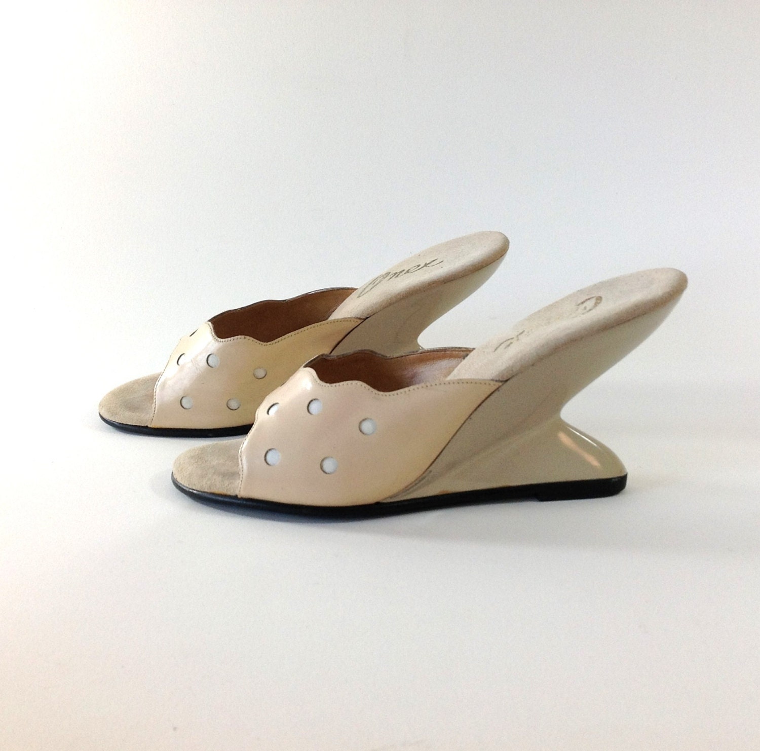 50s Pinup Wedge Heels 1950s Shoes Sandals 60s 1960s HOT ROD 6