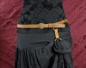 Steampunk Leather Belt with Skirt Hitching Ring  antique brass filigree buckle and ring Chocolate Brown leather Renaissance faire belt