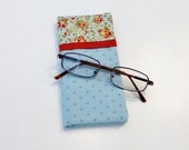 Teal Dot and Calico Double Eyeglass Case