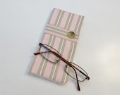 Eyeglass Case:  Double case in Pink and Beige Stripe