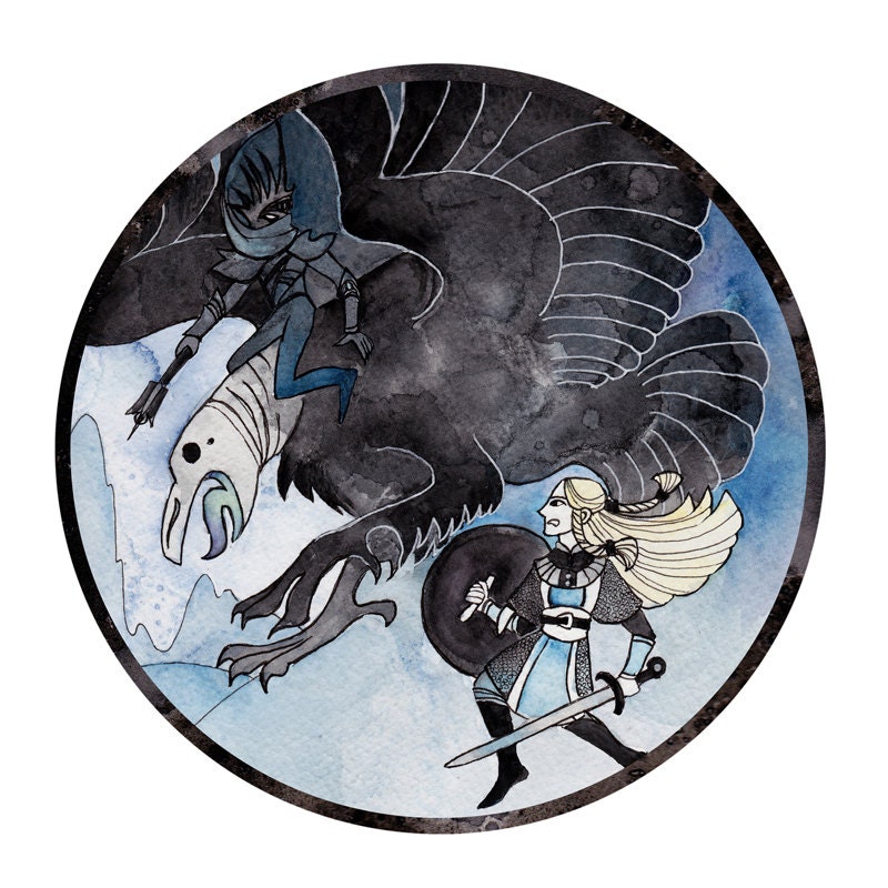 I'm No Man - 8x8 digital fantasy illustration Eowyen and witchking print