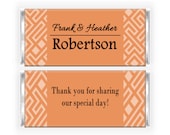 Wedding Orange Maze Candy Bar Wrappers -  Personalized Printable PDF File